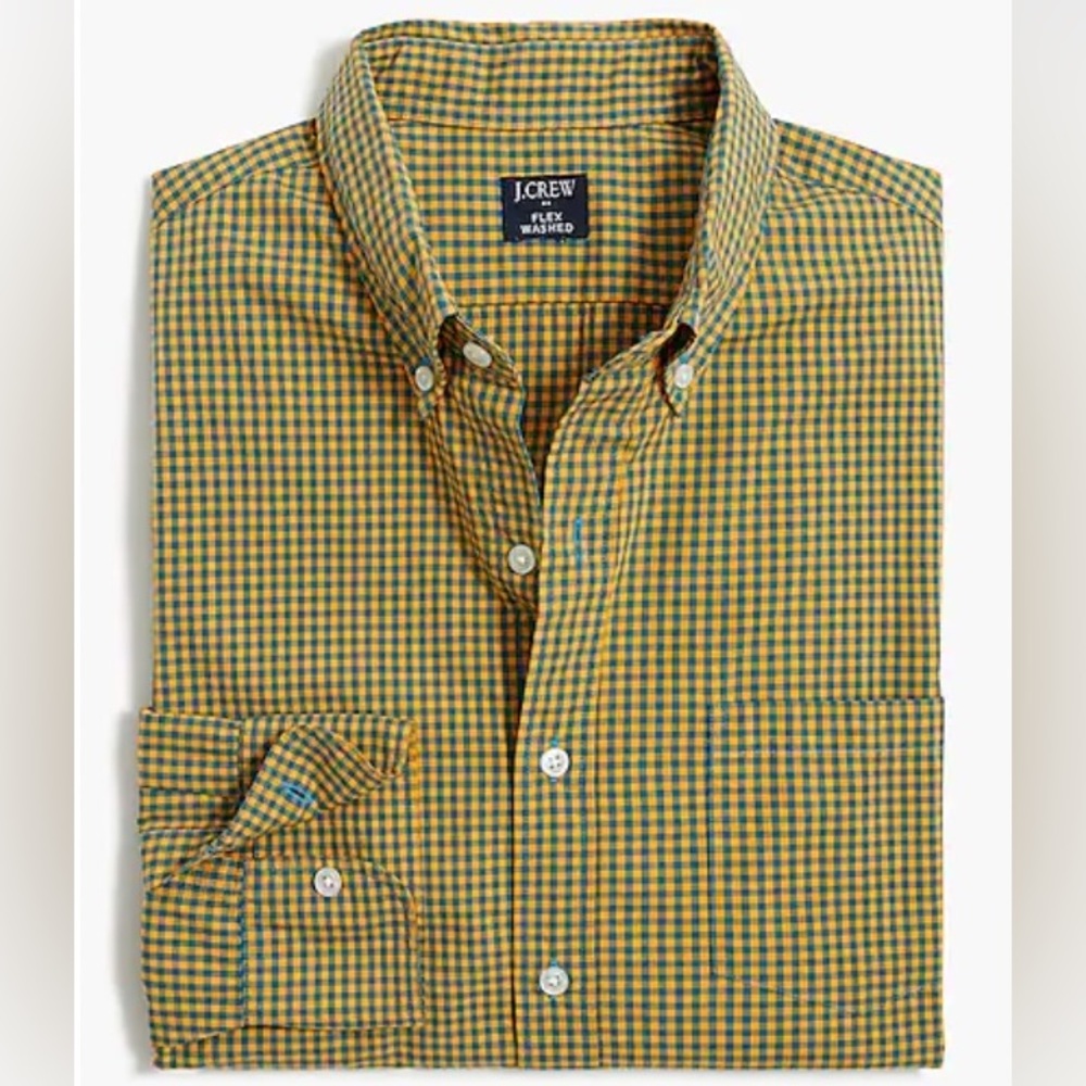 NWT JCrew Factory Slim Gingham Flex Casual Shirt